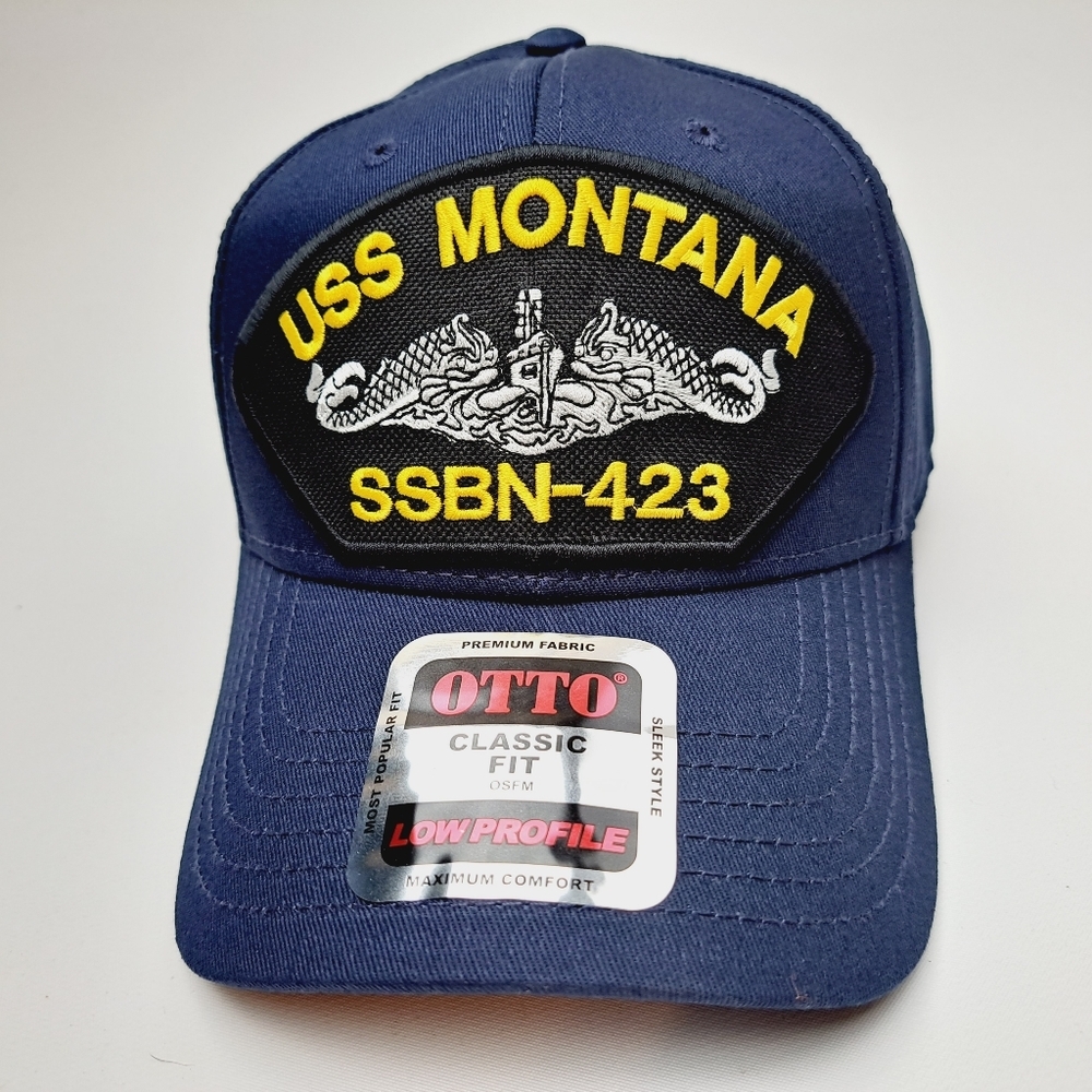 USS Montana SSBN 423 Submarine Boat Navy Ship Baseball Cap Blue Strapback Patch